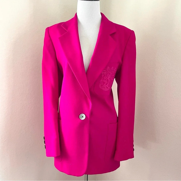 Vintage Oversized Pink Fuchsia 100% Wool Blazer Small/Medium - Picture 12 of 12